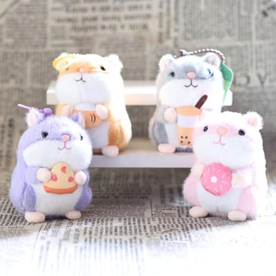 12cm Mignon animal Hamster Peluche Charms Porte-clés Cadeaux pour Enfants gray