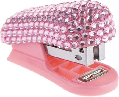 Mini Nietmachine - Kantoor Decoratie - Papier Verwerken - Handgemaakt met Strass - 65x30mm - Roze