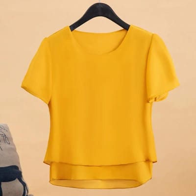 Chiffon Shirt Dames Korte mouwen Zomer Grote maten Shirt Dames Losse Top XXL