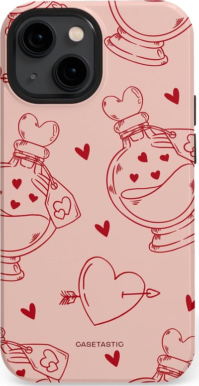 Casetastic Hoesje Geschikt voor Apple iPhone 13 Mini Magsafe - Stijlvolle Beschermende Duo-layer Case - Zoete Liefdesflirt - Roze Rood - Pafrum - Love You - Valentijn