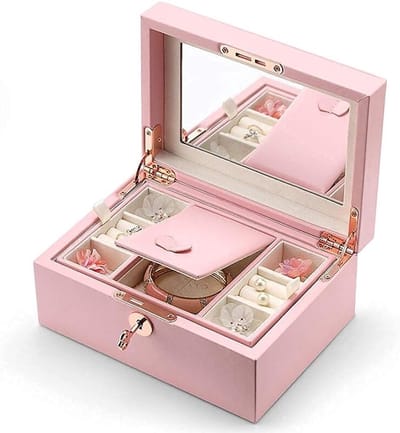 Juwelendoos met slot - Opbergdoos sieraden - Sieraden organiseren - Handgemaakte kwaliteit - 21x15x10 cm - Blauw