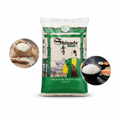 Shinode Premium Sushi Rijst - Originele Japanse Stijl - 10 kg Grootverpakking - Ideaal voor Sushi en Aziatische Gerechten met Kajal Sticker