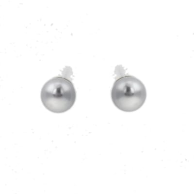 Behave - Oorknop dames - zilverkleur blauwgrijs parel - stijlvol tijdloos