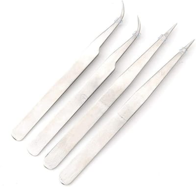 Set van 4 Professionele Pincetten - Gebogen, Rechte en Antistatische Pincetten voor Precisiewerk