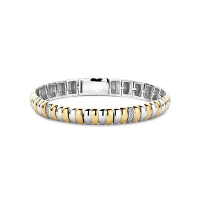 TI SENTO Dames Armband - 925 zilver - Zirkonia met geel verguld - Maat M - 23081ZY