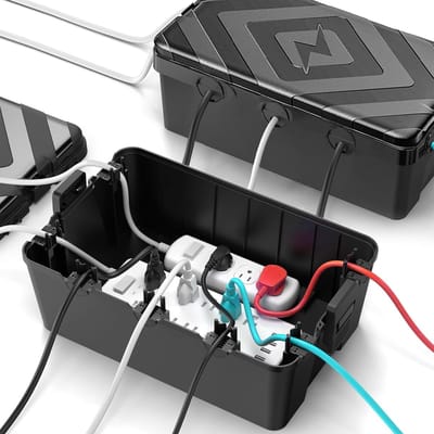 Waterdichte Kabelbox - Stofdichte Elektrische Box - Buitenapparatuur Beveiligen - 7 Kabelingangen - 3379 x 222 cm - Zwart