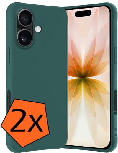 Hoes - 2 Stuks - Geschikt voor Apple iPhone 17 - Sterk & Shockproof - Case Siliconen - Back Cover - Telefoon Hoes - Donkergroen