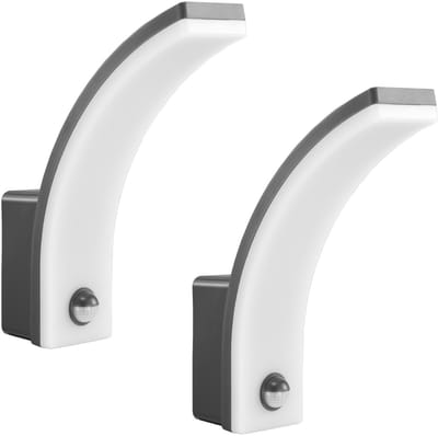 Maclean - 2 stuks LED lamp - Buitenlamp - Wandlamp - PIR bewegingssensor - 20W - IP65 - 2000lm - 4000K - Grijs