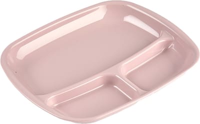 Plasticforte vakjes diner borden - roze - kunststof - 21 x 24 cm - 3 vakken - bbq en camping
