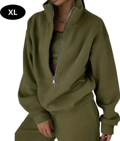 Livano Joggingpak Dames - Huispak - Volwassenen - Trainingspak - Comfortabel - Jogging Pak - Joggingsbroek - Donkergroen - XL