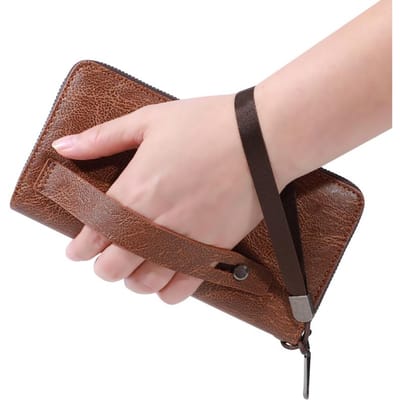 Heren Zacht PU Leer Lange Portemonnee Multi Kaarthouder Contantgeld Portemonnee Clutch Tas Ultradunne Portemonnee Geldclip met Mobiele Portemonnee gray