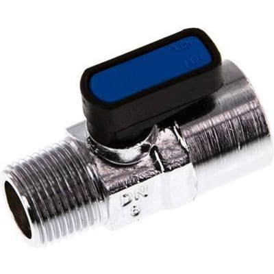 Buiten x Binnendraad R/rp 3/8 inch 2-Weg Messing Mini-Kogelkraan Compact EN331 Gas 20 Bar