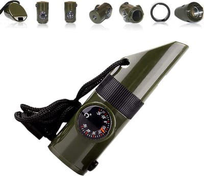 Jumada's - Ontdek de wildernis met onze 7-in-1 Survival Set - Kompas, Noodfluit, Vergrootglas en meer voor avontuurlijk kamperen en bergbeklimmen!