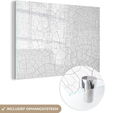 Glasschilderij - Wit - Steen - Gesteente - Natuursteen - 150x100 cm - Wanddecoratie - Kamerdecoratie