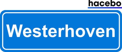 Hacebo - Plaatsnaam Sticker - 29x10 CM - Westerhoven sticker - Verkeersborden sticker - grappige cadeaus - Westerhoven