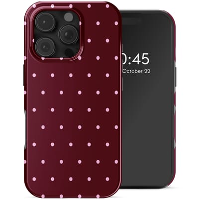 Selencia Hoesje - Geschikt voor Apple iPhone 16 Pro Max - Backcover geschikt voor MagSafe - Happy Dots Burgundy