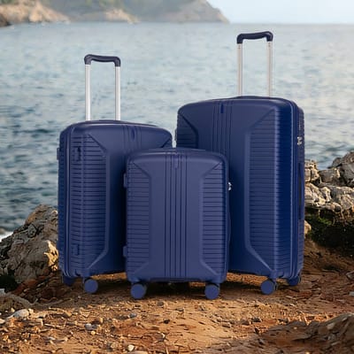 MIVRAY Kofferset - 3 Delig 20 24 28 Inch - Slijtvaste PP Harde Schaal - Blauw - Waterdicht Met Wieltjes En Zijhaken