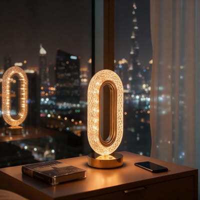 Tafellamp 'Dubai' Goud – Dimbaar – Instelbare Kleurtemperatuur (Warm/Neutraal/Koel Wit) – Oplaadbaar via USB-C – Draadloos – 26 cm [12504]