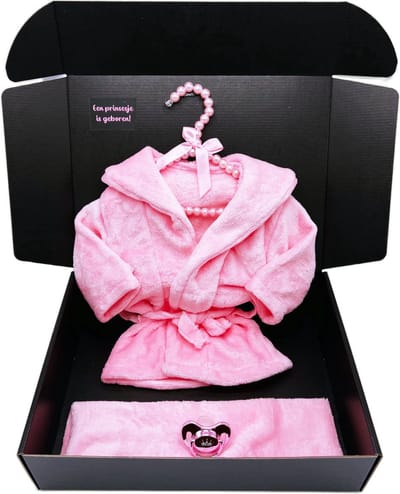 Kraamcadeau Meisje Roze - Zachte Babybadjas met Speen - Geboortecadeau / Babyshower