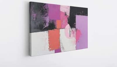 Saammp Canvas Schilderij - Roze wit geblokt - Abstract kunstwerk - 30x20 - Foto op canvas - Wanddecoratie - Muurdecoratie Woonkamer - Slaapkamer decoratie - Canvas Print