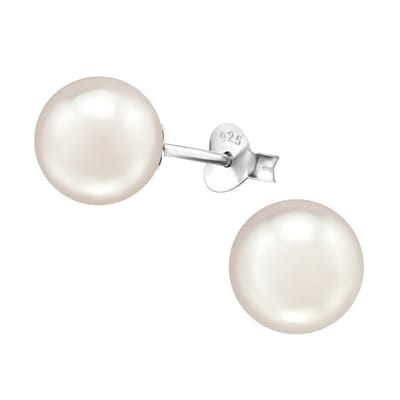 Joy|S - Zilveren parel oorbellen - 8 mm - zacht roze