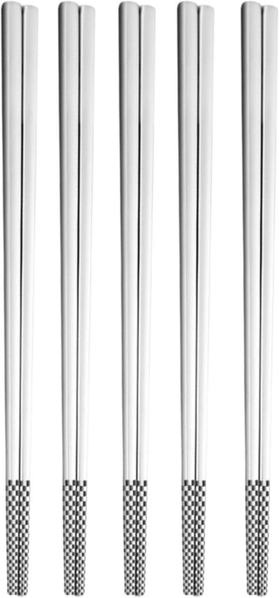 House of Husk Chopsticks Set - Koreaanse Eetstokjes - Vaatwasserbestendig - RVS SUS316 - 5 Paar - Zilver