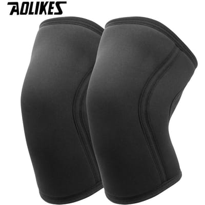 Aolikes 1 Paar Squat 7 mm Kniebeschermers Pad Ergonomische Ondersteuning Gym Sport Compressie Neopreen Kniebeschermer Ideaal Voor Crossfit Gewichtheffen M