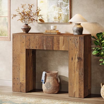 Tribesigns Consoletafe - Sidetable met lades - Donkerbruin - 100 x 30 x 82cm - Console Tafel voor Hal, Woonkamer, Entree