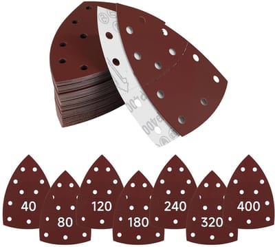 Schuurpapier driehoekige schuurpapier, schuurbladen, 11 gaten, klittenband, schuurpads voor Bosch schuurpapier voor driehoekige schuurmachines, 40/80/120/180/240/320/400 korrelgrootte