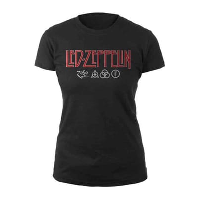 Led Zeppelin - Logo & Symbols Dames T-shirt - S - Zwart