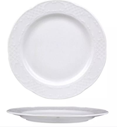 HENDI Set platte borden – versterkte randen – slijtvast porselein – Ø160 mm – wit – 12 stuks