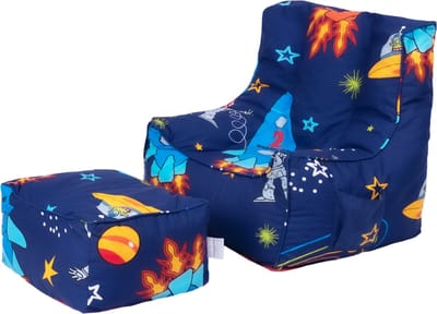 Zitzak Kind - Kinderen Bean Bag Stoel met Voetenbankje - Zachte Kinderfauteuil - Zitzak voor kinderen - Zitzak kids Stoel