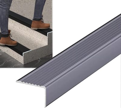 Trapneusprofiel Aluminium - Antislip Randstrip - Veilig Lopen - L-Vorm Bescherming - 90 cm Lengte - Zilver