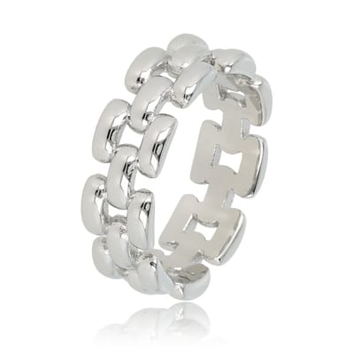 My Bendel - Brede Gevlochten Edelstalen Damesring - Elegant Zilverkleurig - met Luxe Cadeauverpakking | Sieraden Voor Dames | Maat 16.00 Mm / Maat 50