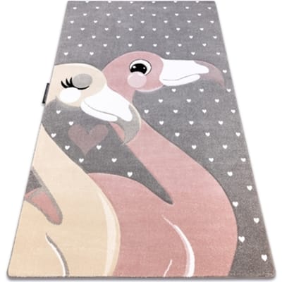 Kleden Rugsx Tapijt PETIT FLAMINGOS Flamingo's HARTJES grijskl 80x150 cm
