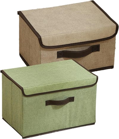 Set van 2 Opbergdozen met Deksel en Handvatten, 27 x 20 x 16 cm, Ideaal voor Kleding, Organiseren en Opslaan in Kasten