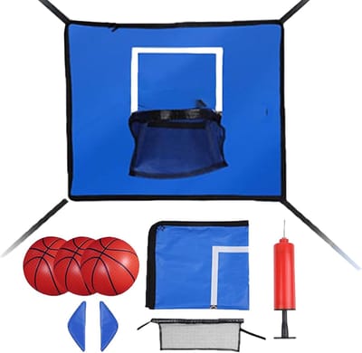 Trampoline Basketbalset - Sport Accessoire - Buiten Spelen - Inclusief Ballen - 49x36x15cm - Meerdere Kleuren