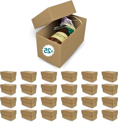 Cadeaudozen Kraftpapier - Geschenkverpakking Doosjes - Cadeaus Inpakken - Met Deksel - 180 x 95 x 105 mm - Bruin