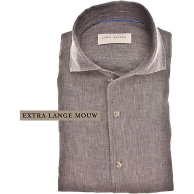 John Miller Overhemd Luxury Linen Mouwlengte 7 Bruin / male