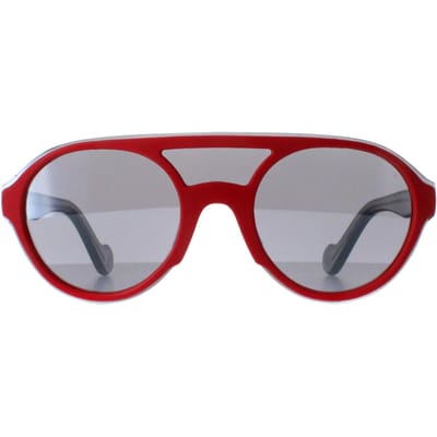 Moncler ML0052 66C glanzend rood en grijs transparant spiegelzonnebril