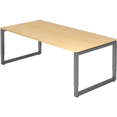 REGO 2E G | Bureau - 200 x 100 Tafelhoogte I In hoogte verstelbaar Esdoorn/Grafiet