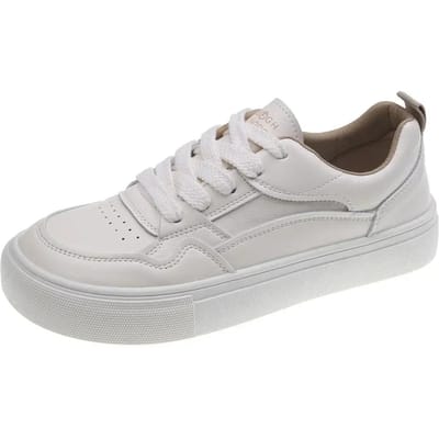 Chaussures Vulcanisées Respirantes en Cuir pour Femmes Nouvelles Chaussures de Sport Décontractées Blanches en Cuir Respirant à Semelle Souple Confortables pour Femmes 35 white