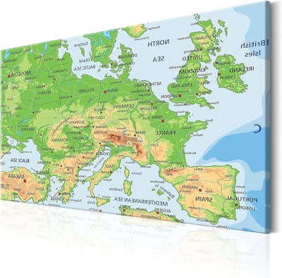 Wereldkaart Prikbord - Wanddecoratie Kaart - Reizen Plannen - Canvas met Kurk - 60x40cm - Kleurrijk
