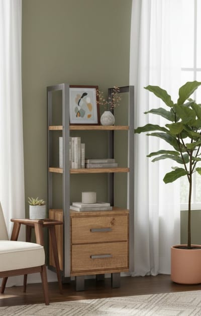 Boekenkast Industrieel Factory 120x40x180 cm - 120x40x180 cm - Grijs - 120x40x180 cm – Mangohout Grijs - Medahomestore