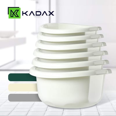 KADAX Kunststof kom, spoelbak in verschillende maten en kleuren, robuuste wasbak, universele kom, spoelbak voor badkamer, wasruimte (20 l, crème)