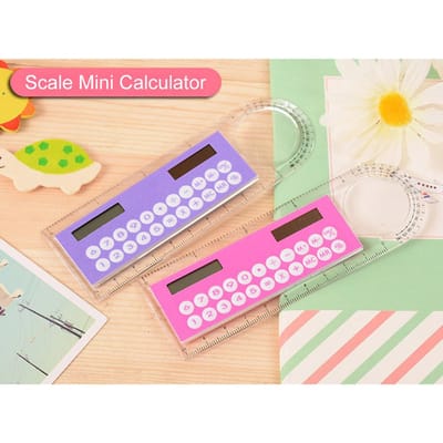 1pc Règle 10cm Mini Calculatrice Ultrathin Énergie Solaire Calculatrice Multifonction pour Enfants École