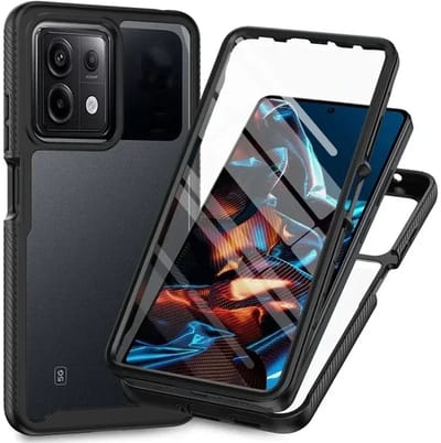 Hoesje met Ingebouwde Screenprotector Geschikt voor Xiaomi Redmi 13C / Poco C65 | Full Protect valbescherming | Schokbestendige Beschermhoes tegen Vallen | Shockproof | Doorzichtig / Zwart