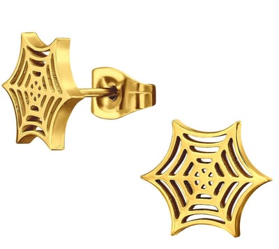 CS Joy - Spinnenweb oorbellen - Chirurgisch staal - 11 mm - ip/pvd gold plated