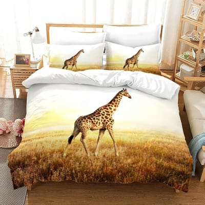 Animaux Africains Girafe Coucher de Soleil Ensemble de Literie Housse de Couette 3D Couvre-lit Pour Garçons Filles Enfants Textiles de Maison Couvre-lit en Microfibre 70x133cm 2pcs