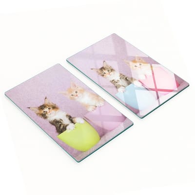 Decoratieve glazen snijplanken voor in de keuken met kattenafbeeldingen 2x30x52 cm